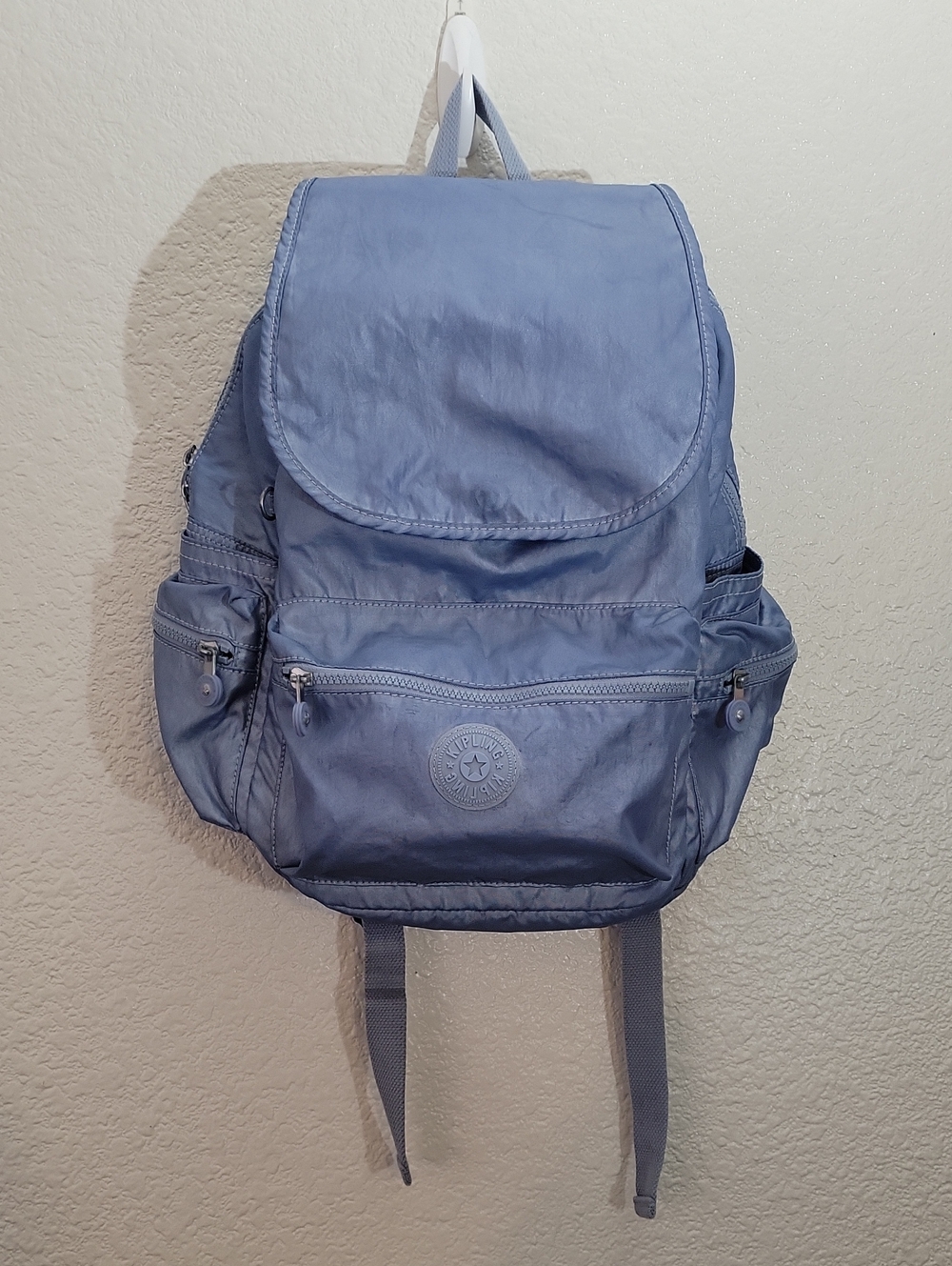 Kipling Ezra Backpack Metallic Blue * Missing Monkey Charm